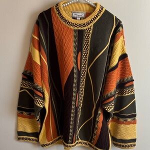 Bergati 2xl Men's Sweater in Orange, Yellow, Brown COOGI style